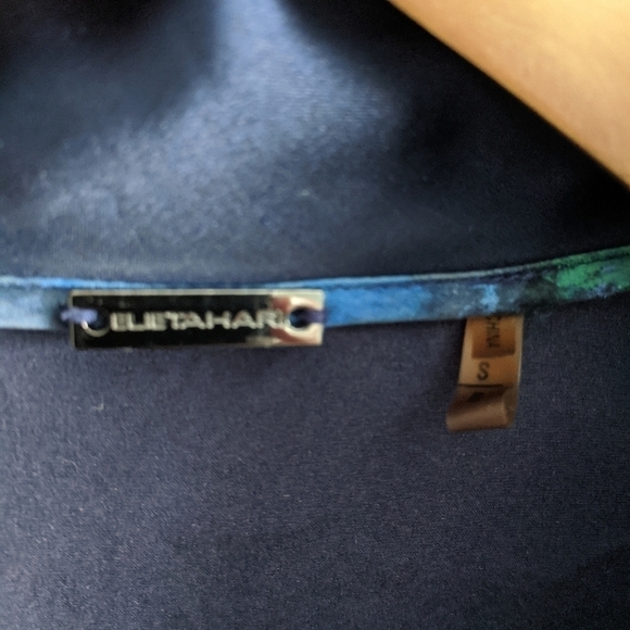 elie TAHARI silk blend neck tie blouse blue small - Picture 4 of 6